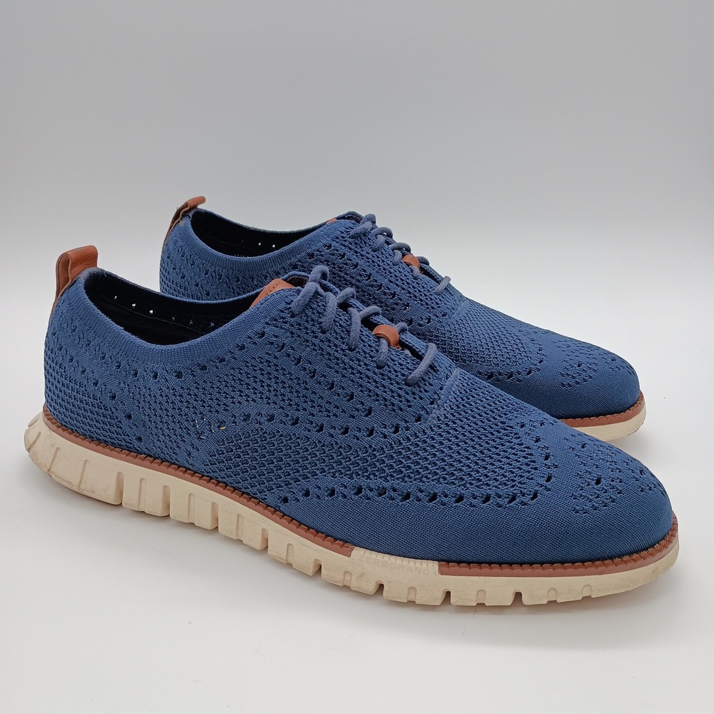 Cole Haan Zerogrand Remastered Wingtip Oxford Navy Blue Knit Mens 11.5 M C39596‎